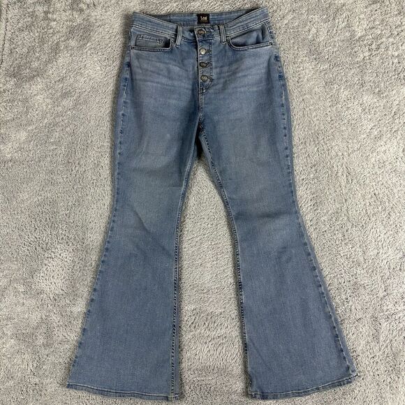 Vintage Lee Heritage Country Cowgirl Button Fly Flare Jeans 31 Light Barn Chores - Picture 1 of 13